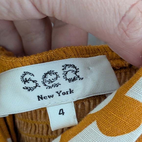 Sea New York Orange Linen Blend Tie Front Midi Dress Pockets Size 4 - Picture 7 of 9